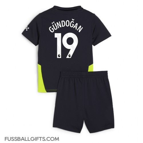 Manchester City Ilkay Gundogan #19 Fußballbekleidung Auswärtstrikot Kinder 2024-25 Kurzarm (+ kurze hosen)